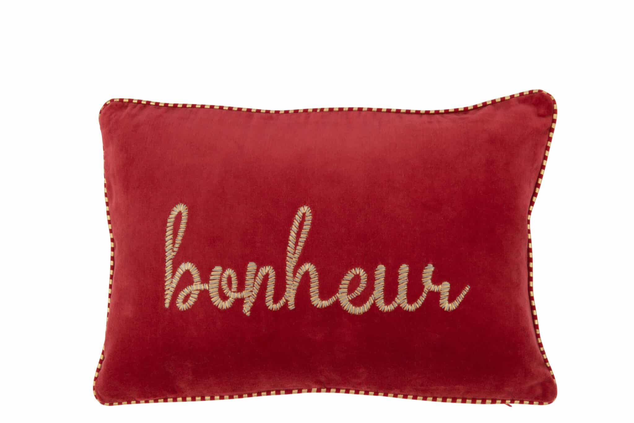 COUSSIN BONHEUR ROUGE ECRITURE DORE