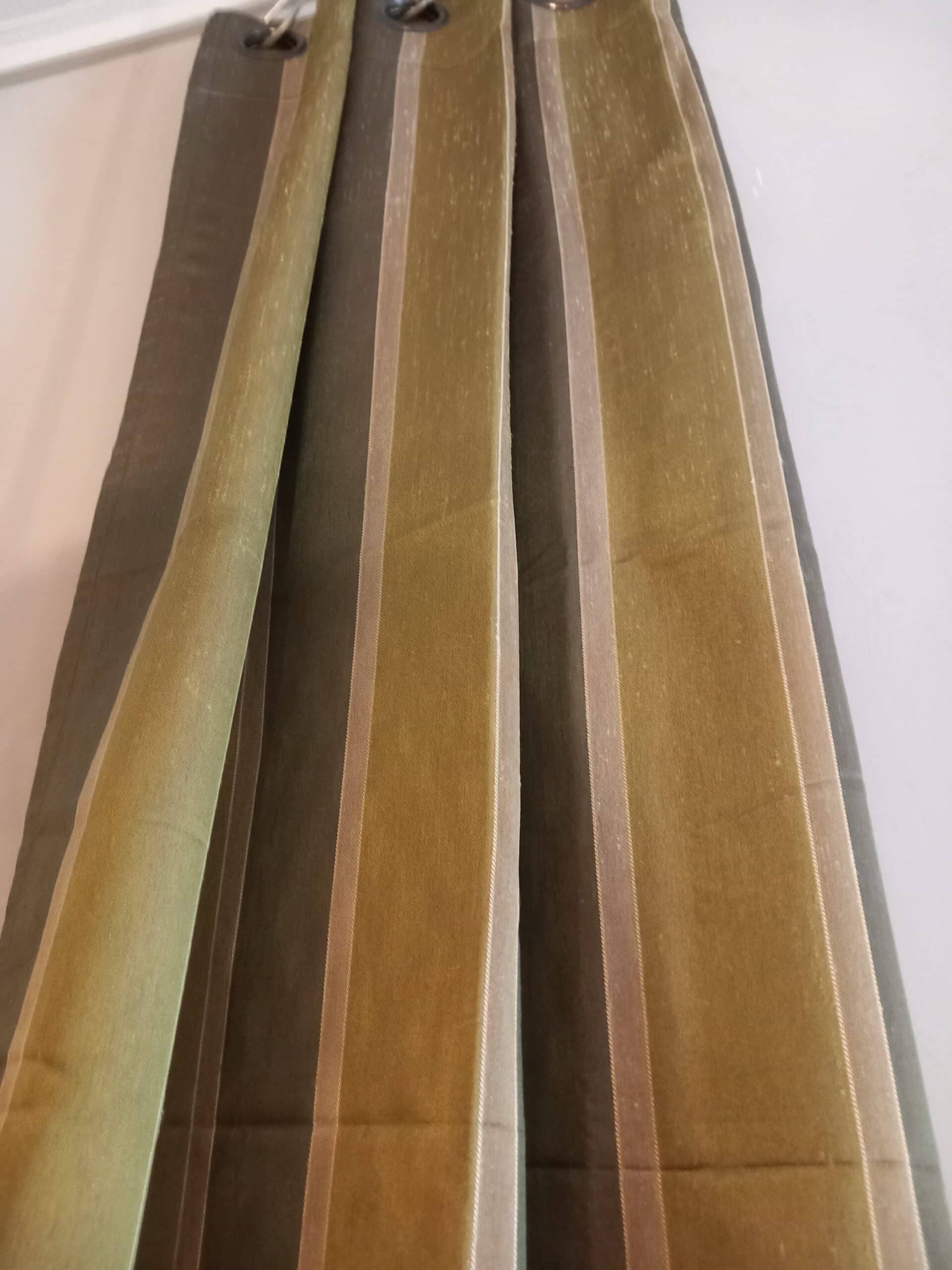 RIDEAU SOIE BANDES KAKI