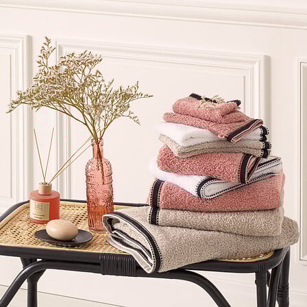 AMBIANCE JOIA LIN ROSE ET BLANC